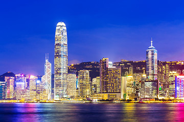 Image showing Skyline at night in Hong Kong