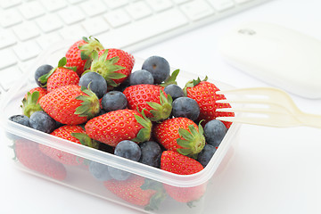 Image showing Healthy lunch box on office desk