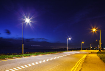 Image showing Empty asphalt road at night