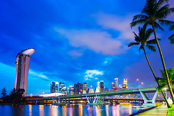 Image showing Singapore skyline at night