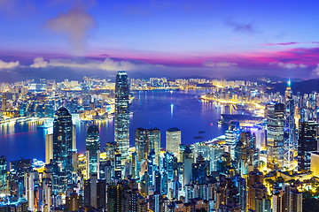 Image showing Hong Kong city skyline during sunrise