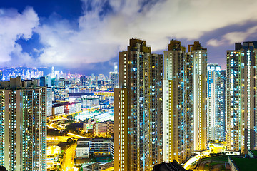 Image showing Crowded downtown and building in Hong Kong