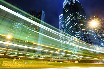 Image showing Traffic trail in city at night