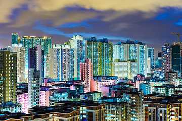 Image showing illuminated building in Hong Kong at night