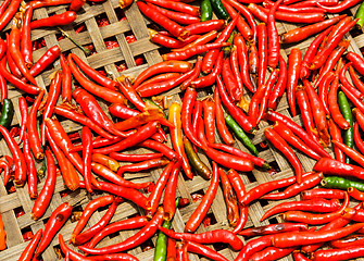 Image showing Red Chili peppers on basket