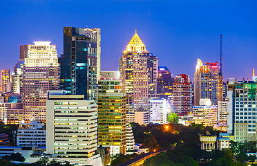 Image showing Bangkok skyline at night