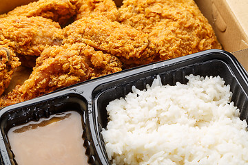 Image showing Fried chicken rice bento box