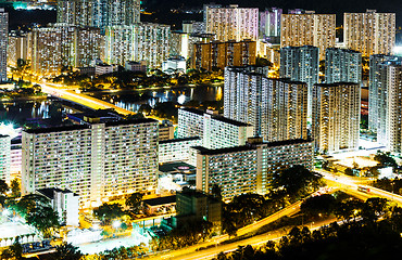 Image showing Public housing from aerial view in Hong Kong