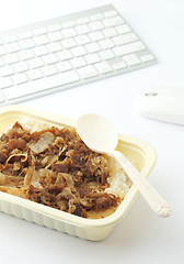 Image showing Fast food lunch at office