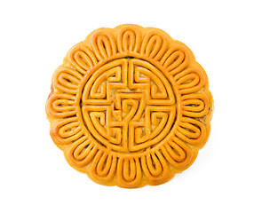 Image showing Single mooncake isolated on white