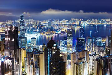 Image showing Hong Kong skyline from Victoria Peak at mid night