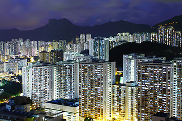 Image showing Hong kong city with lion rock at night