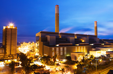 Image showing Coal power station at night