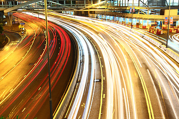 Image showing Busy traffic on highway at night