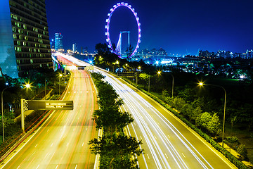 Image showing Highway in Singapore at night