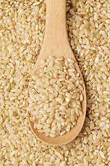Image showing Brown rice and teaspoon