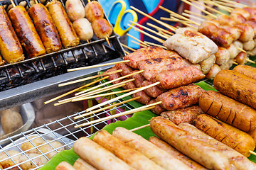 Image showing Thailand style grilled food on street