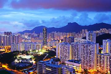 Image showing Cityscape with mt. Lion Rock in Hong Kong