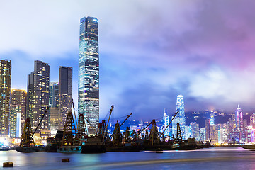 Image showing Kowloon district in Hong Kong at night