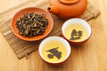 Image showing Chinese dried tea leave and drink