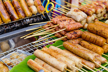 Image showing Thailand style grilled food on street