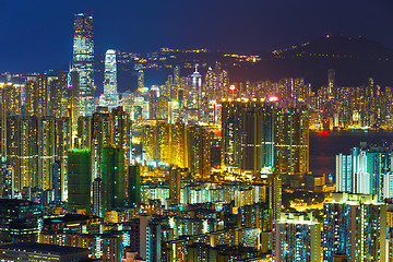 Image showing Urban city at night in Hong Kong