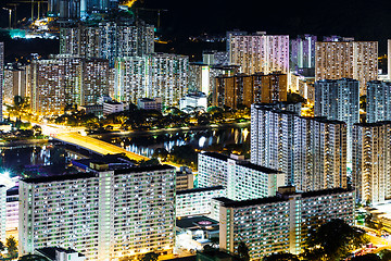 Image showing Public housing in Hong Kong at night