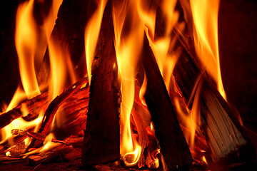 Image showing firewood burning in fireplace