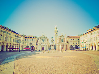 Image showing Retro look Piazza San Carlo, Turin