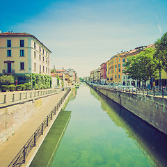 Image showing Retro look Naviglio Grande, Milan