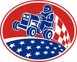 Image showing Ride On Lawn Mower Racing Retro