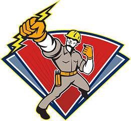 Image showing Electrician Punching Lightning Bolt