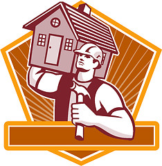 Image showing Builder Carpenter Carry House Retro