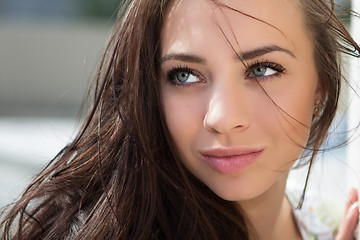 Image showing Attractive thoughtful brunette