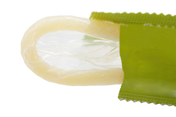 Image showing Macro shot of a condom ready to be used