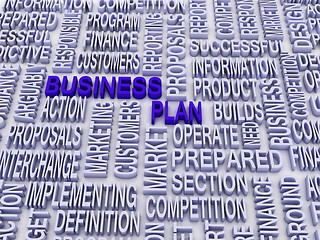 Image showing 3d Business plan and other related words.