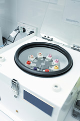 Image showing Centrifuge with pathology blood tubes for spinning