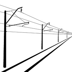 Image showing Railroad overhead lines. Contact wire. Vector illustration.