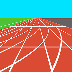 Image showing Red treadmill at the stadium with white lines.  vector illustrat