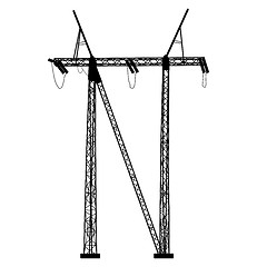 Image showing Silhouette of high voltage power lines. Vector  illustration.