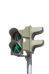 Image showing green signal of a traffic light isolated on a white background