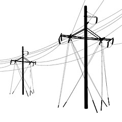 Image showing Silhouette of high voltage power lines. Vector  illustration.