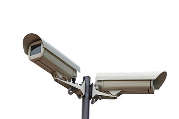 Image showing Two security cameras camera on white background