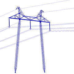 Image showing Silhouette of high voltage power lines. Vector  illustration.