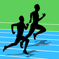 Image showing Running silhouettes. Vector illustration.