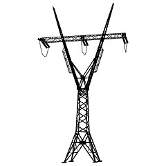 Image showing Silhouette of high voltage power lines. Vector  illustration.