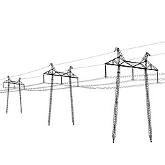 Image showing Silhouette of high voltage power lines. Vector  illustration.