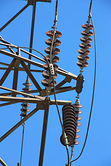 Image showing high voltage post against the blue sky