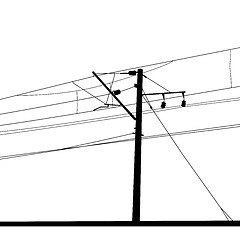 Image showing Railroad overhead lines. Contact wire. Vector illustration.