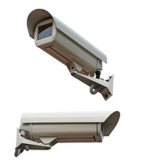 Image showing Two security cameras camera on white background